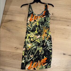 Graffiti Print Sleeveless Dress